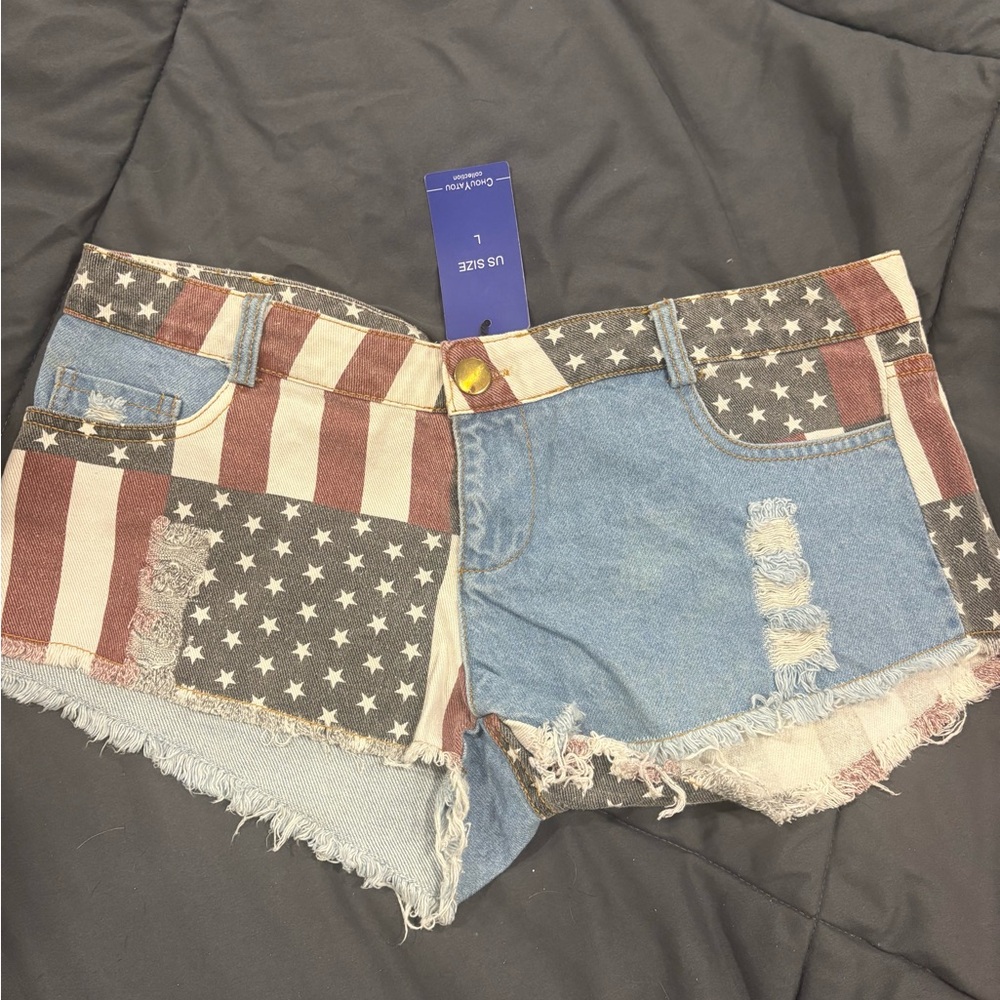 Denim and American Flag Women's Shorts
